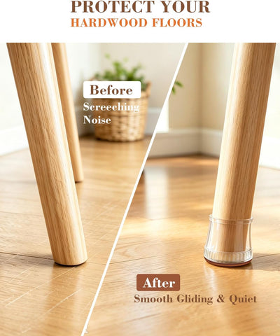 Chair Leg Floor Protectors, 40 Pack Silicone Furniture Pads for Hardwood Floors, Anti-Scratch Furniture Sliders Felt Pads, Noise-Reducing Chair Feet Covers, Table Legs Fit Sizes to(0.51" to 0.89")
