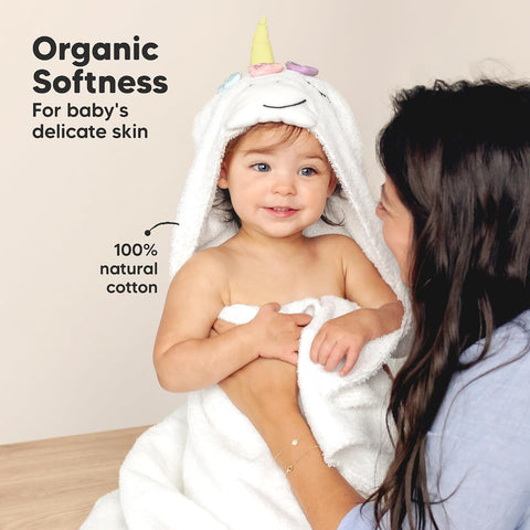 KeaBabies Organic Baby Towel with Hood for Girls, Boys, Soft (Uria)