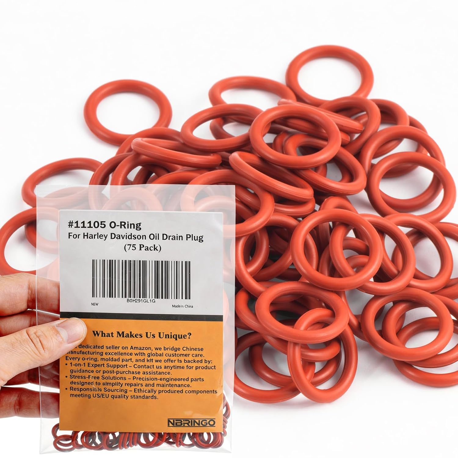 75 Pack #11105 O-Rings for Harley Davidson Oil Drain Plug