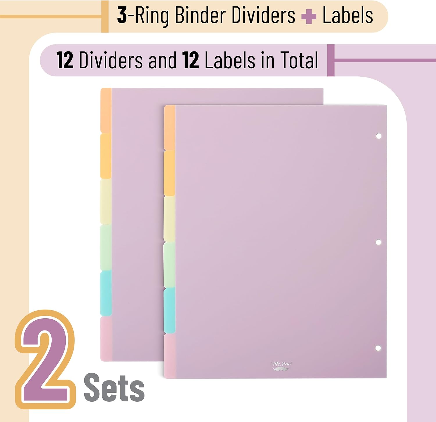 Mr. Pen- Dividers for 3 Ring Binder, 2 Sets, 6 Pack/Set, 12 pcs