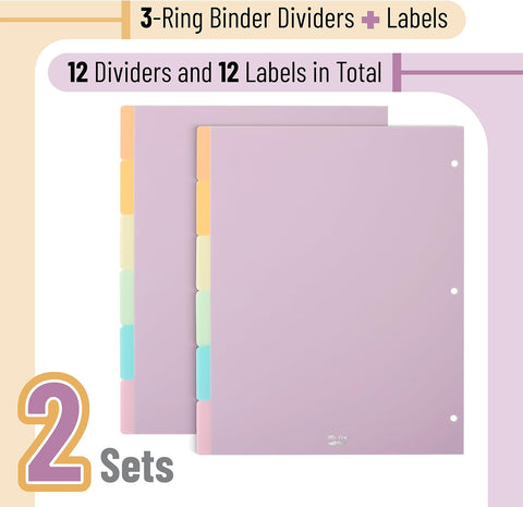 Mr. Pen- Dividers for 3 Ring Binder, 2 Sets, 6 Pack/Set, 12 pcs