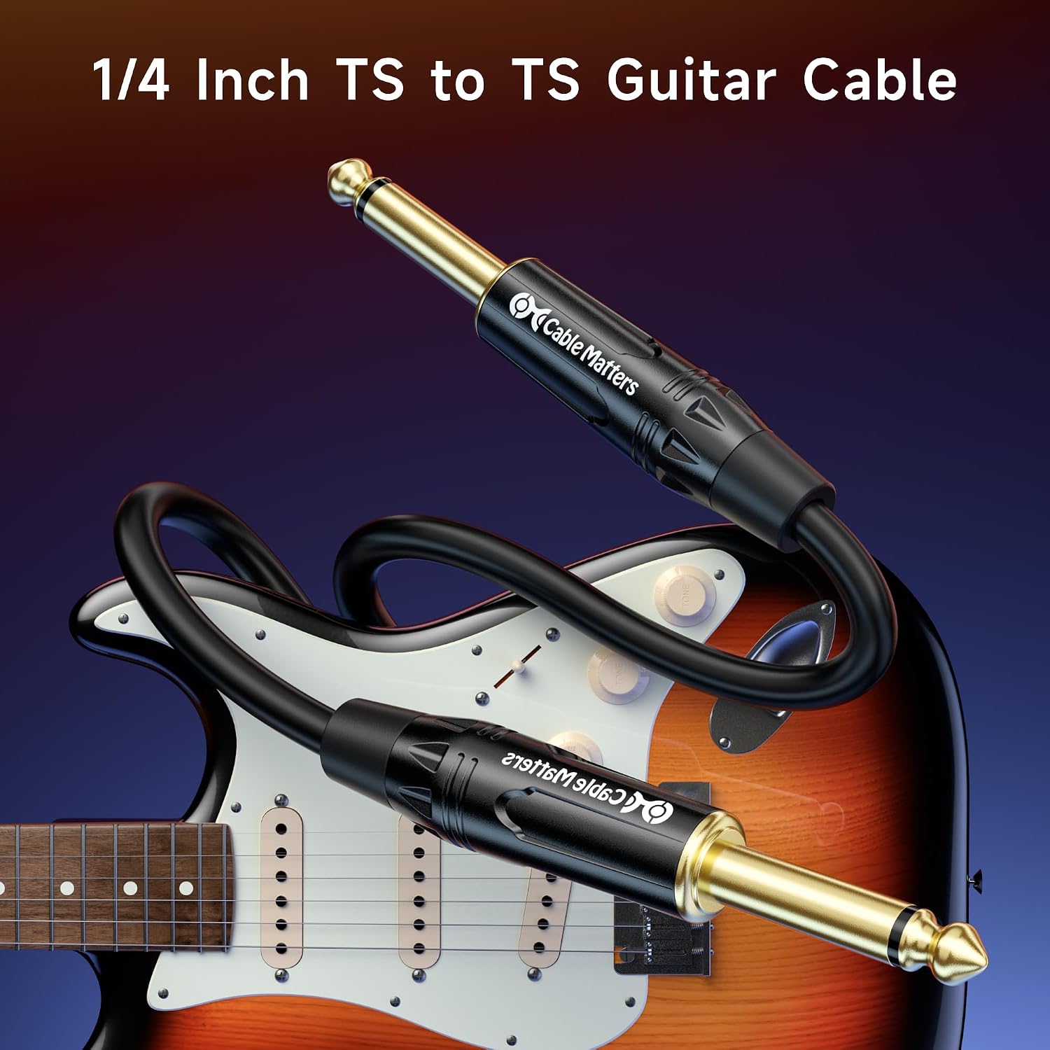 Cable Matters 2-Pack 1/4 Inch TS to TS Guitar Cable, 6ft