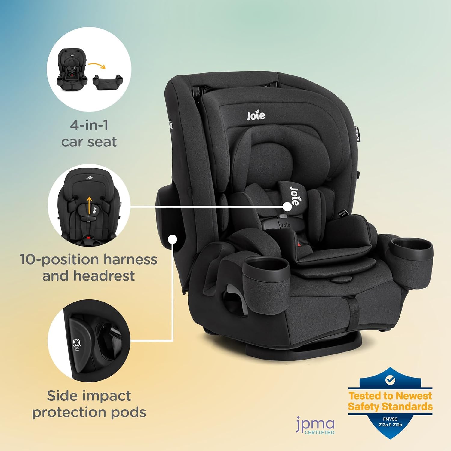 Joie Saffron SI 4-in-1 Convertible Car Seat to High-Back & Booster