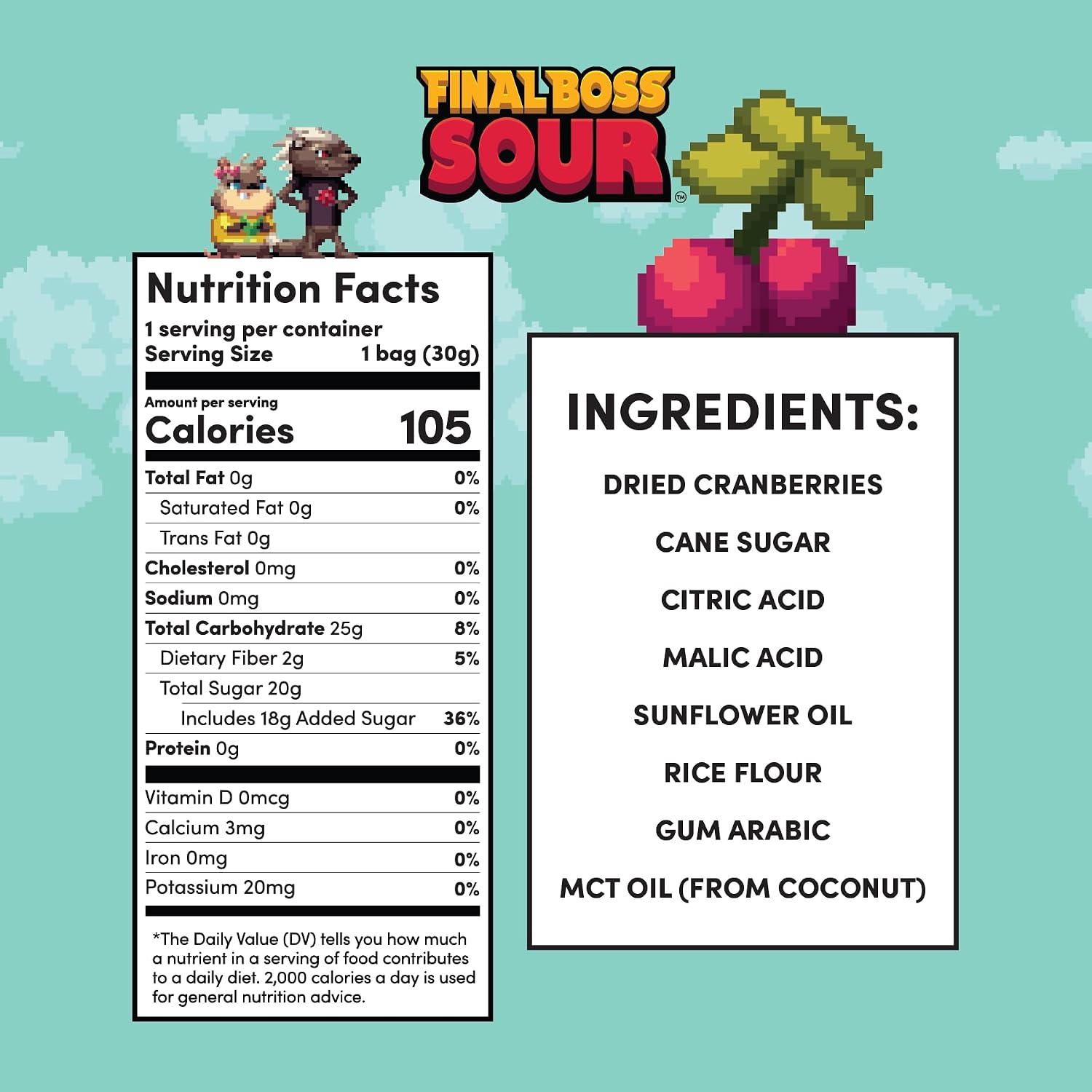 Final Boss Sour Fruit Candy, Cranberries, Level 2, 10 Pack