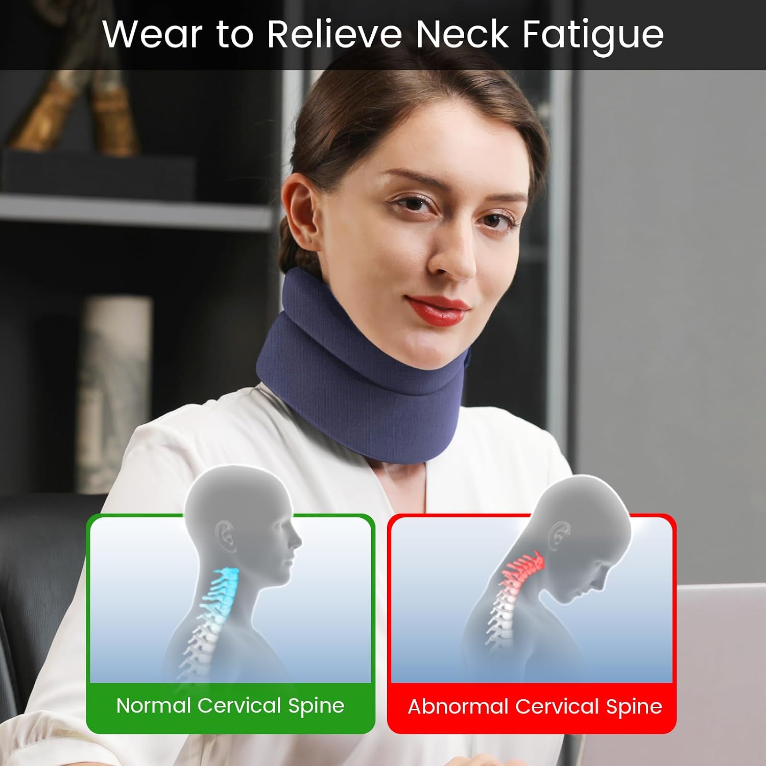 Velpeau Soft Neck Brace for Neck Pain and Support, Sleep Apnea, Blue S