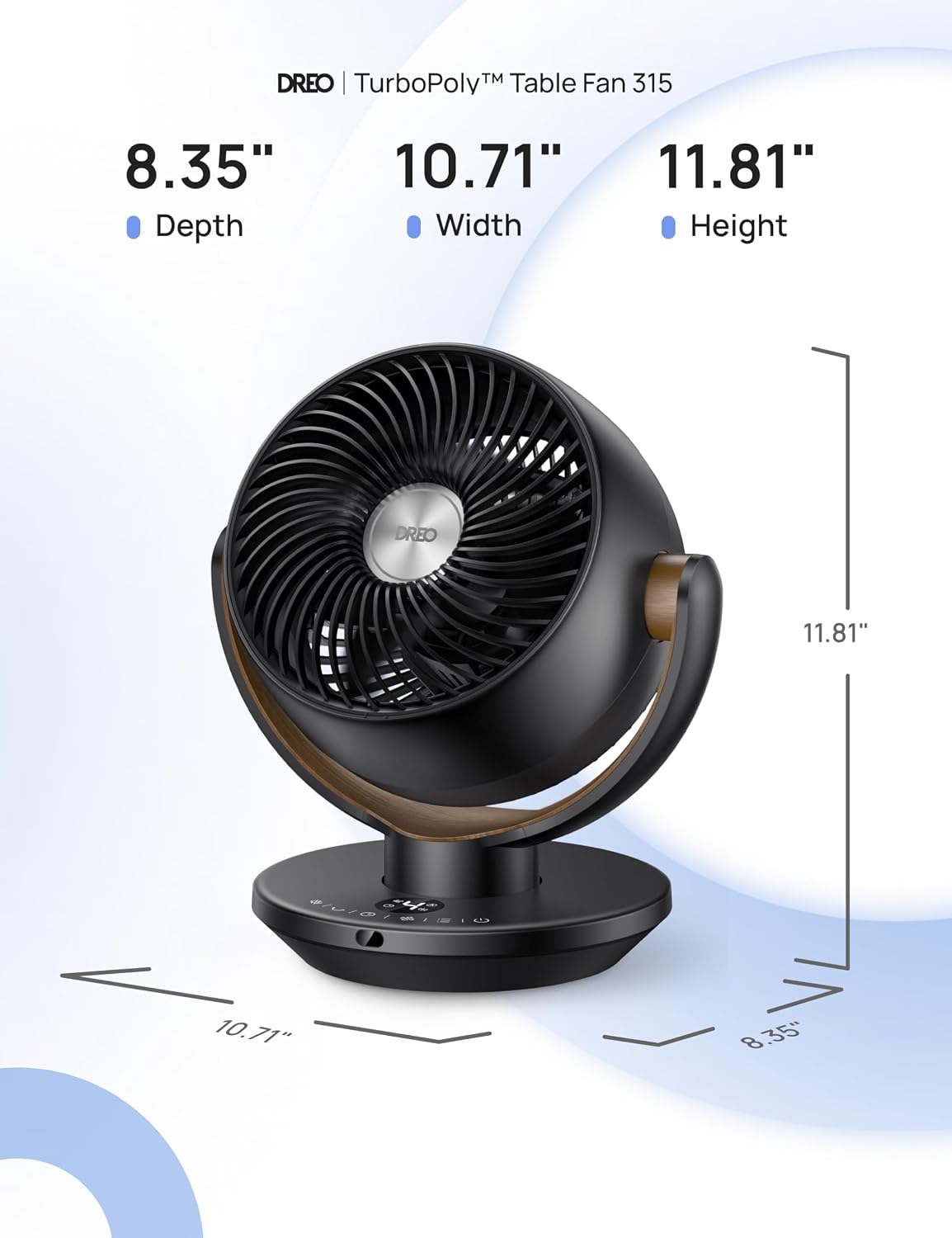 DREO Fan for Bedroom, Desk Air Circulator Fan with Remote, 11 Inch Table Fans for Whole Room, 65ft Powerful Airflow, 120° Vertical Manual +90° Oscillating, 4 Speeds, 8H Timer, 25dB Quiet Fan, Home