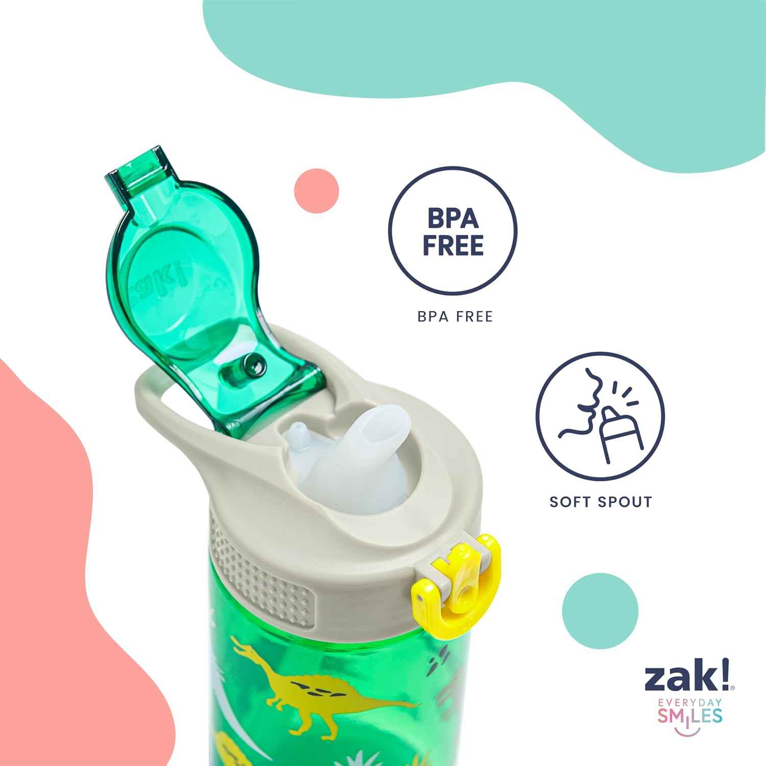 Zak Designs Minecraft Creeper Sage 25oz Leak-Proof Straw Kids Water Bottle