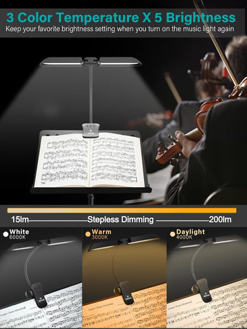 Vekkia 64 Led Rechargeable Music Stand Light - Folding Clip On Piano Lamp