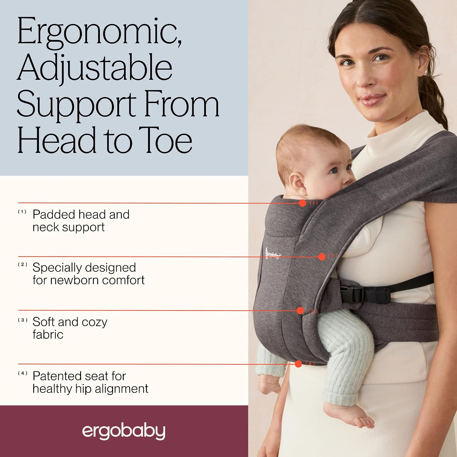 Ergobaby Embrace Newborn Baby Carrier for Infants 0-12 Months