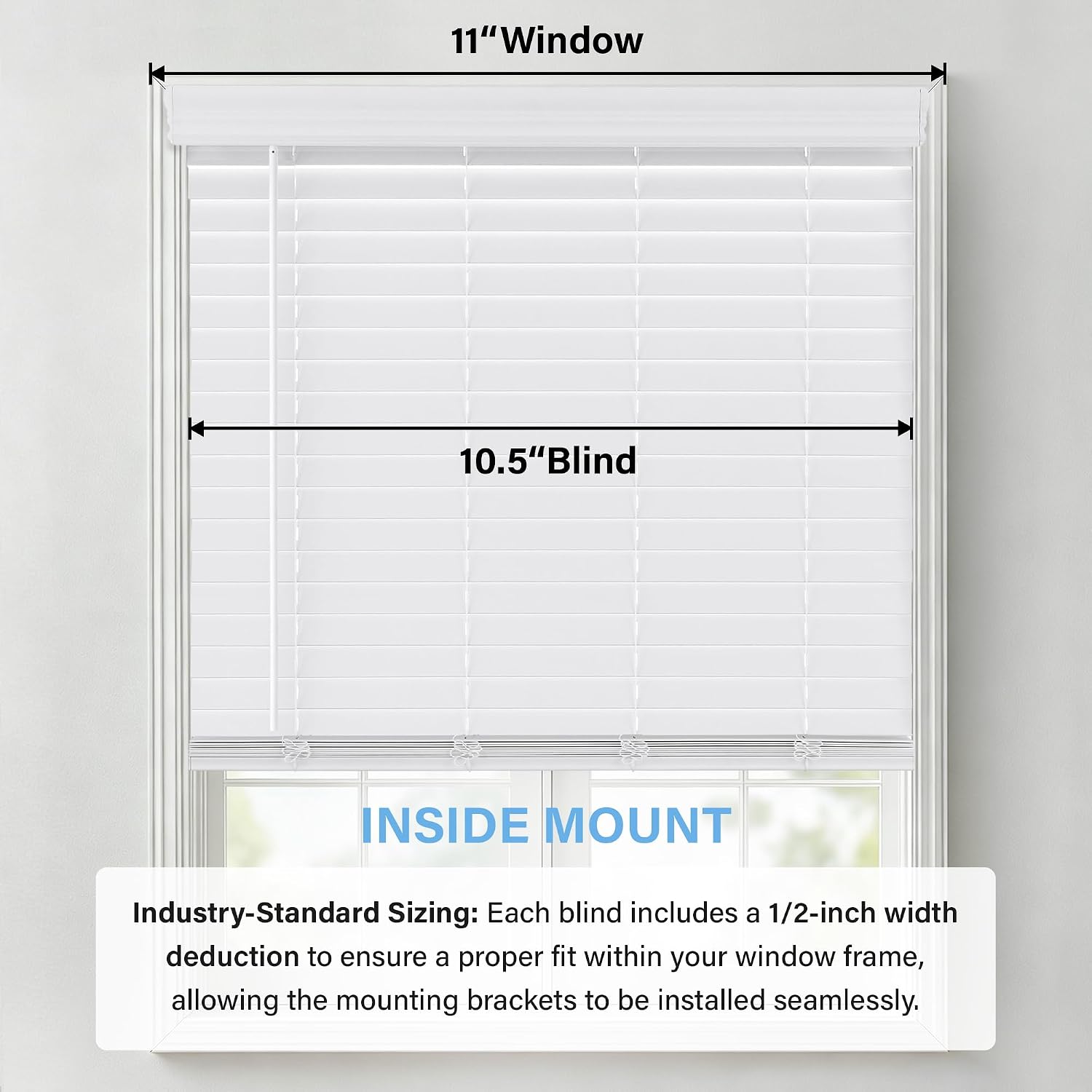 AOSKY 2 Inch Cordless Faux Wood Blinds, Indoor Window Shades, 11" W x 60" H