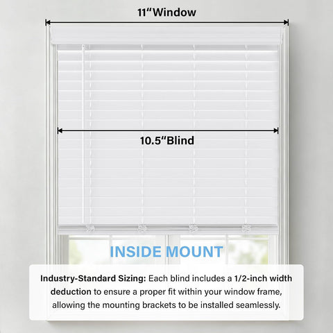 AOSKY 2 Inch Cordless Faux Wood Blinds, Indoor Window Shades, 11" W x 60" H