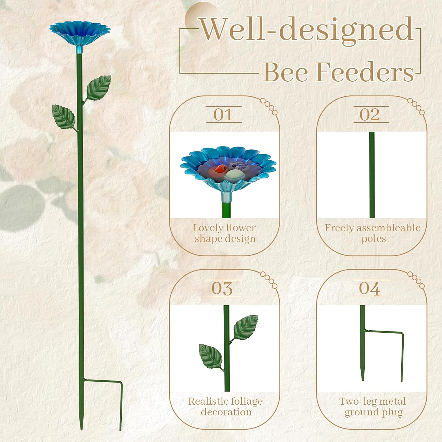8 Pack Bee Watering Station, Bee Bath for Garden Outdoor Yard Decor