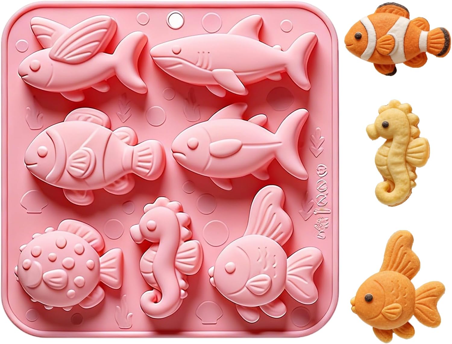 7-Cavity Ocean Sea Animal Silicone Molds, 3D Marine Life Design