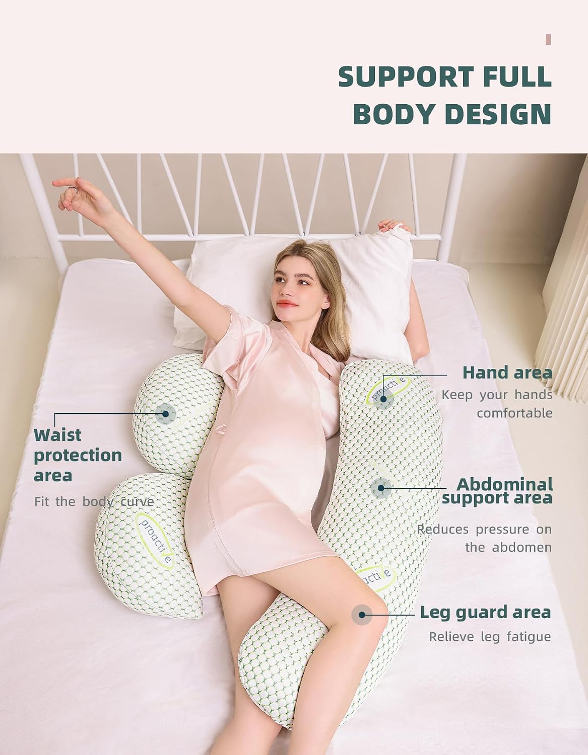 Oternal Pregnancy Pillow for Pregnant Women, Soft Pregnancy Body Pillow, Support for Back, Belly, Hips, Legs, Maternity Pillow with Detachable and Adjustable Pillow Cover