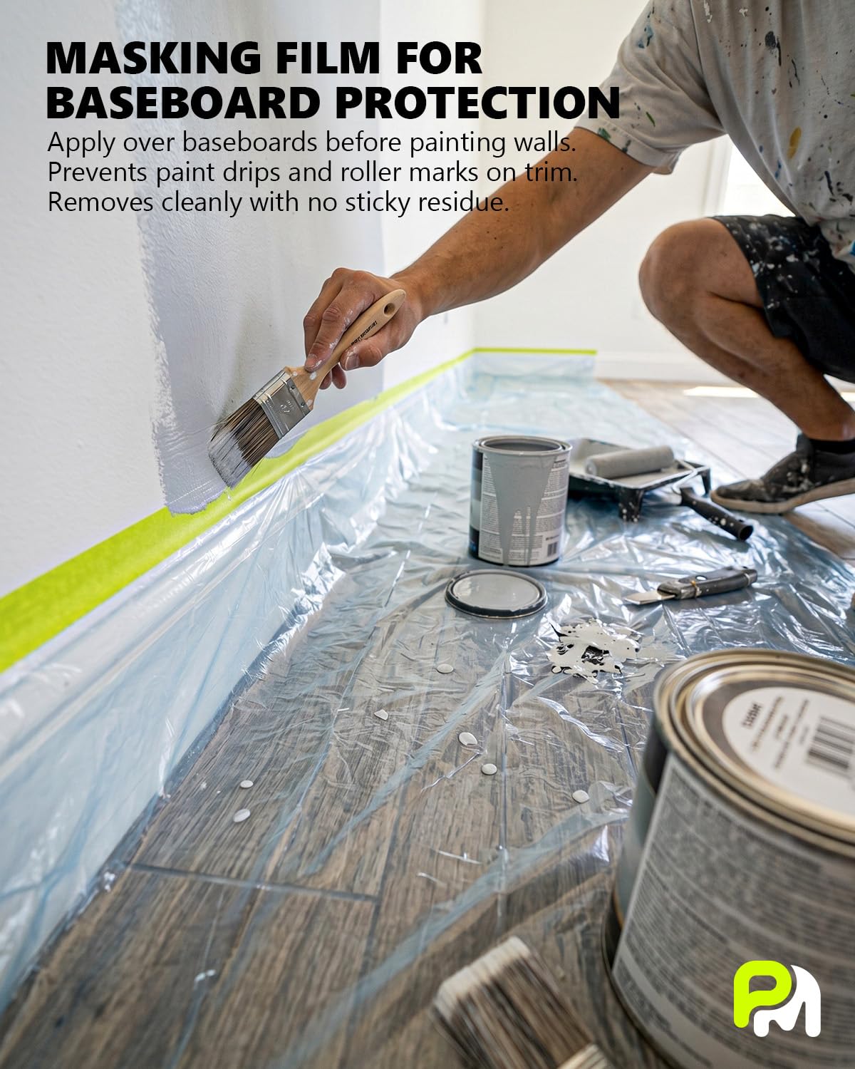 Pre-taped Automotive Masking Film for Painting - 22" x 66', 2 Rolls