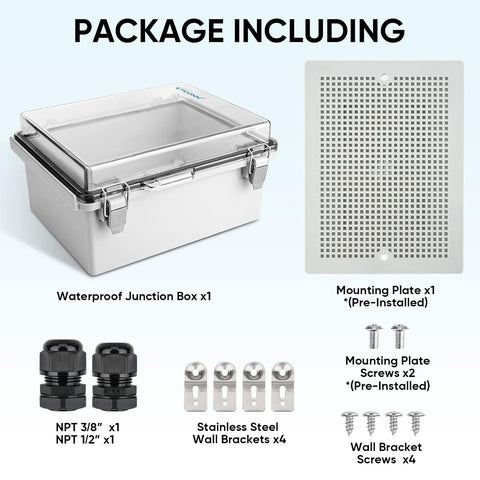 TICONN Outdoor Electrical Box Waterproof, ABS IP67 Junction Box Enclosure