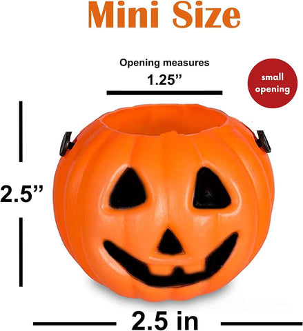 4E's Novelty 24 Pack Mini Pumpkin Trick or Treat Buckets Bulk Halloween Candy Holders Container for Kids, Halloween Goodie Bags Fillers Party Favor Toys