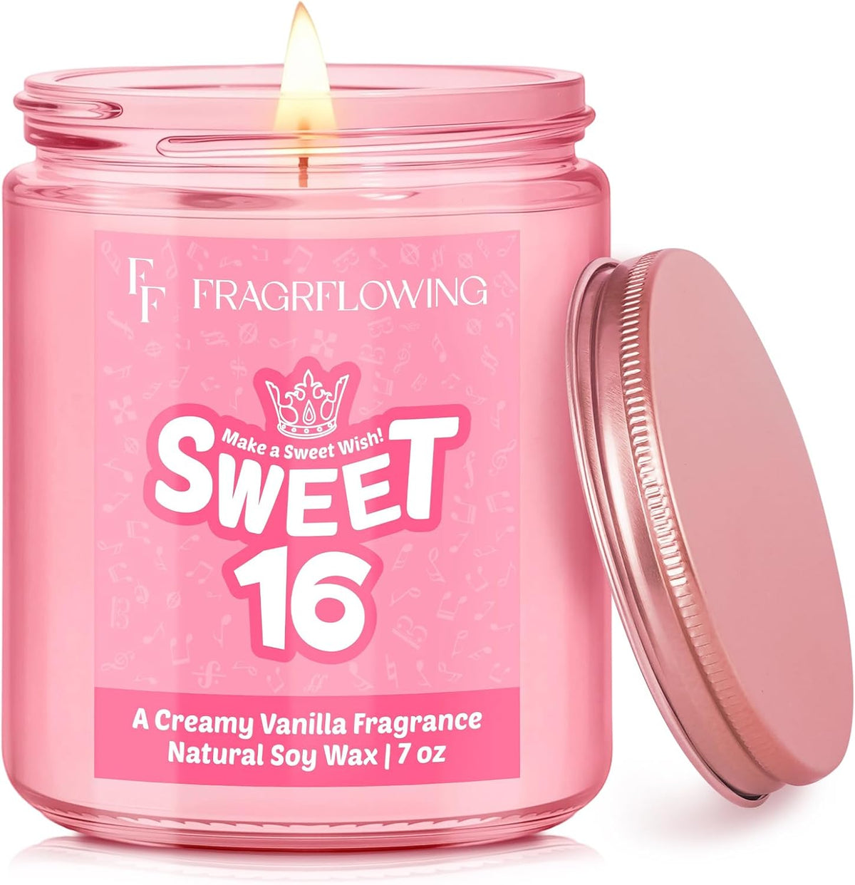 FF FRAGRFLOWING Sweet 16 Gift for Girls, Creamy Vanilla Birthday Candle