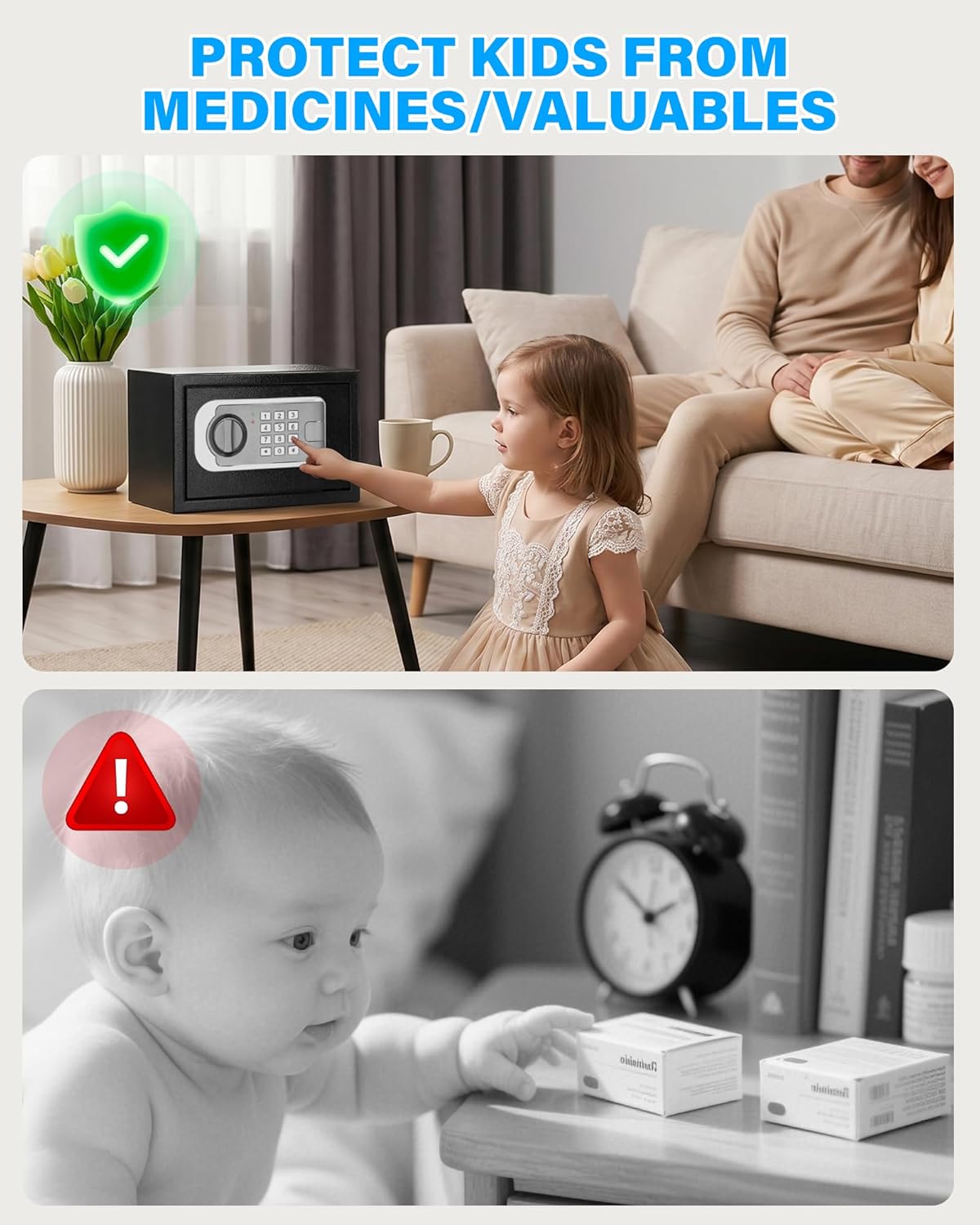 [UPGRADED] Small Safes for Home Dorm, 0.30 Cuft Mini Safe Box