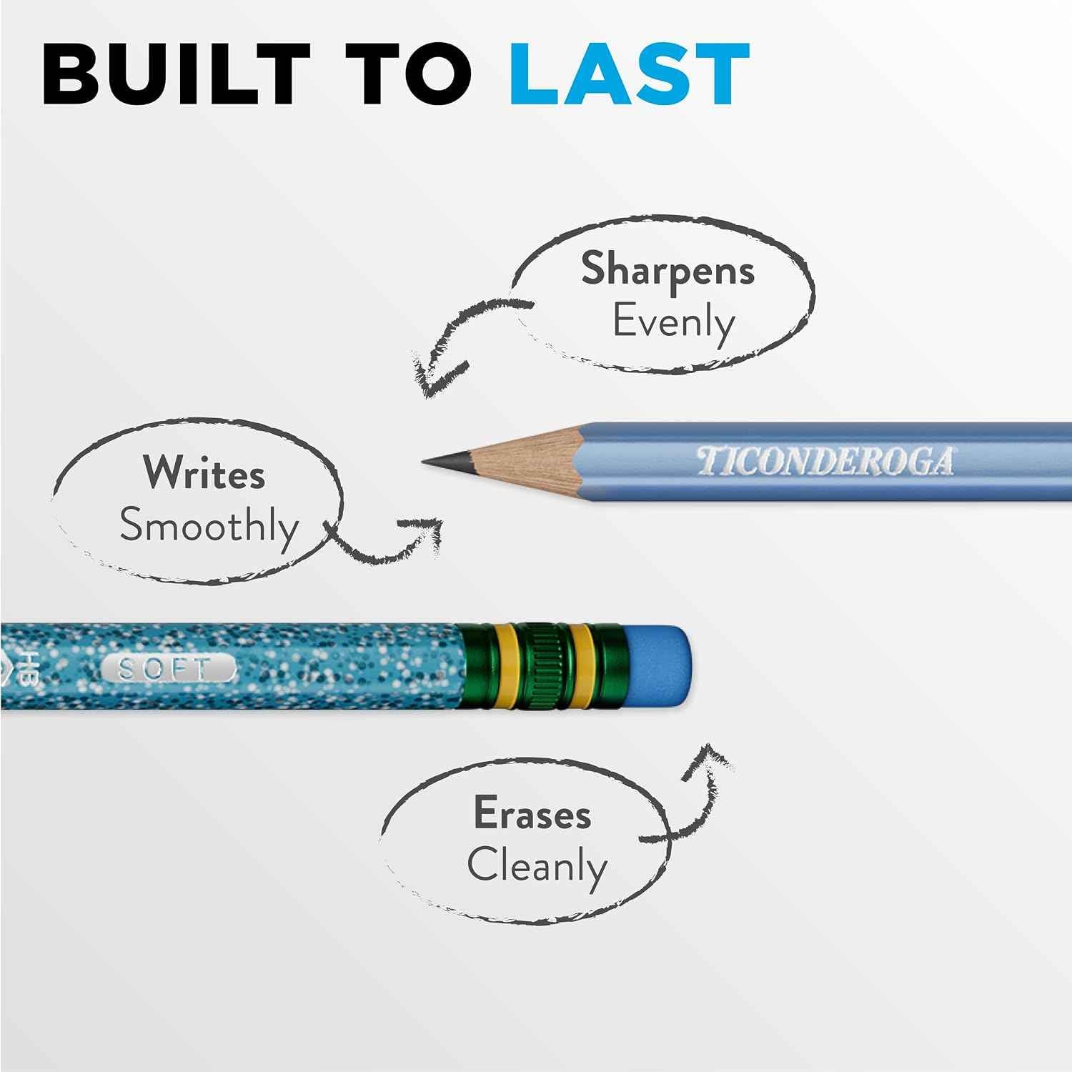 Ticonderoga Wood-Cased Pencils Pre-Sharpened, Arctic Blues, 150 Count