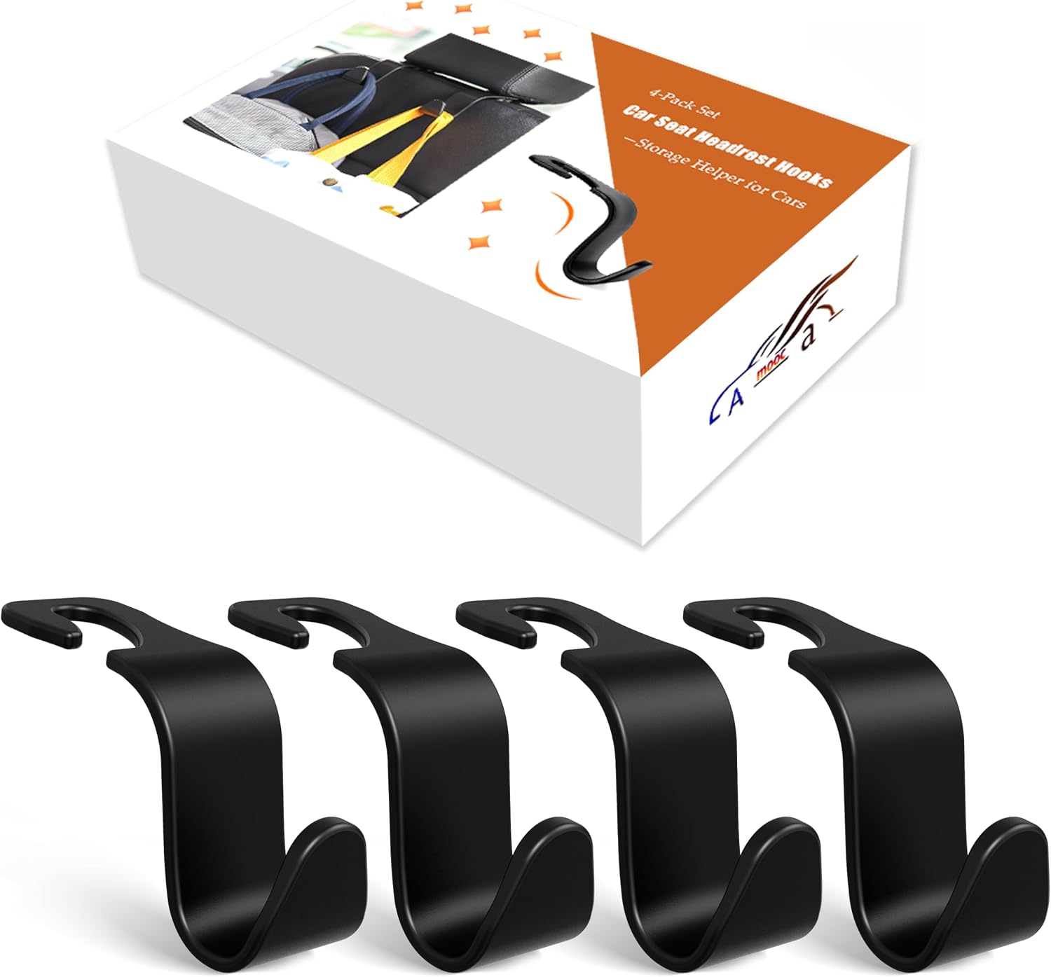 4-Pack Car Headrest Hooks Holds 55lbs Seat Storage Organizer for Bags