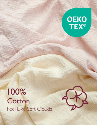 Momcozy Crib Sheets 52"x28", 2 Pack Muslin Crib Sheets for Baby Nursery