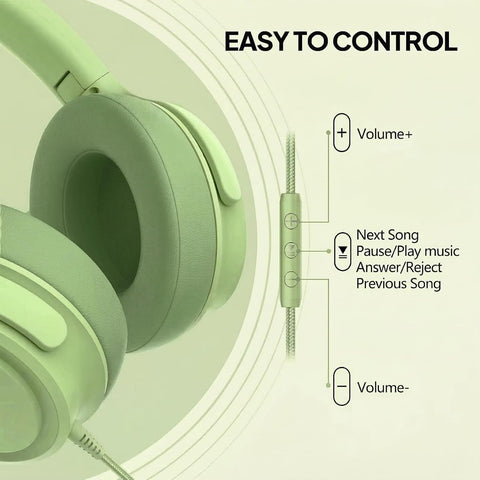 ADOOPE Wired Over-Ear Headphones with USB C Connector, Hi-Fi Stereo Sound, Noise-Isolating Ear Cups, Comfortable Fit for USB C Devices (Green, with Bag)