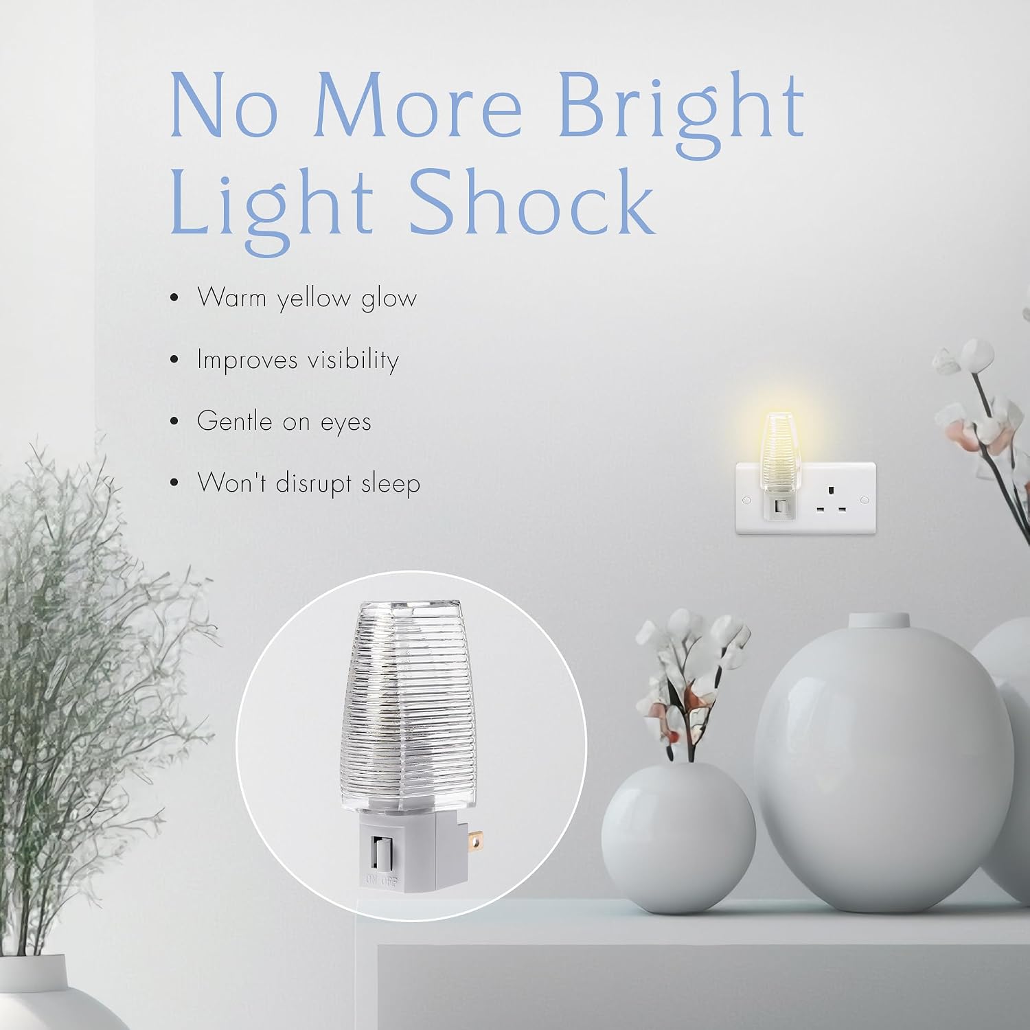Projectpak Plug in Night Light with Manual On/Off Switch for Hallway, Bedroom, Stairways – Includes 4W Incandescent Bulb | 4 Pack