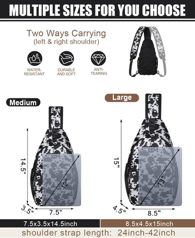 Pritent Crossbody Bags for Women Men Trendy Sling Bag Backpack Casual Chest Bag with Convertible Shoulder Strap