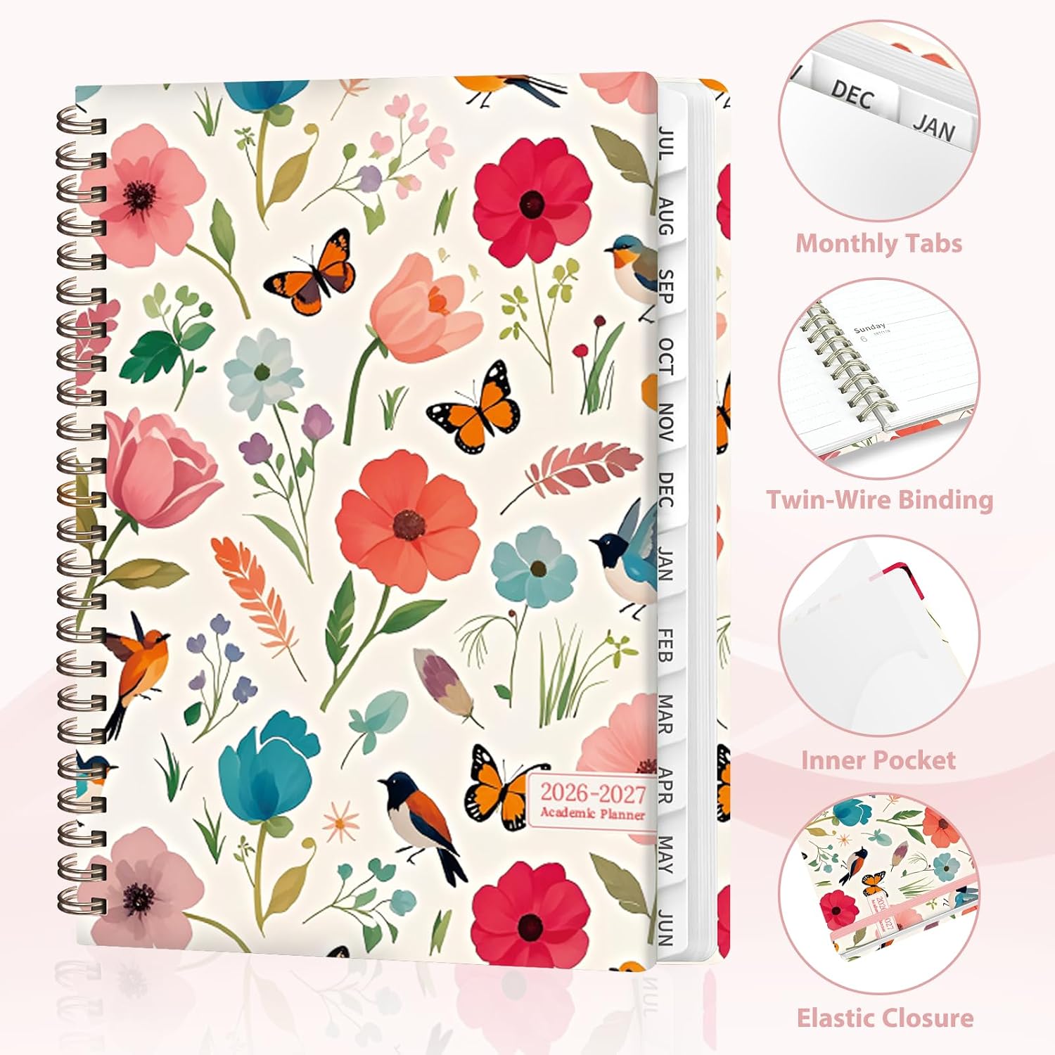 Planner 2026-2027, Weekly and Monthly Academic Year Calendar Planner, July 2026 - June 2027, Daily Agenda Book for Office School Supplies, A5(6.3'' x 8.5'')