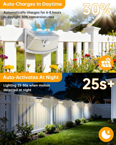Aootek Solar Motion Sensor Lights Outdoor 120 LEDs, White, 2 Pack