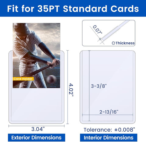 Sooez 32 Card Sleeves Hard Plastic Card Holder for Trading Card 3"x4", 35PT