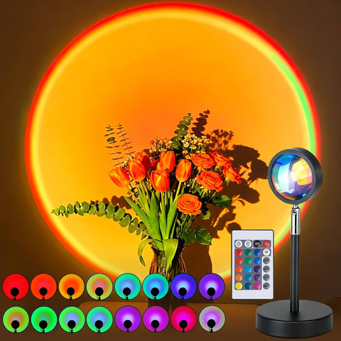 Balkwan Sunset Lamp Projection Rotation Rainbow Projection Lamp Led Romantic Visual Led Light Network Red Light with USB Modern Floor Stand Night Light Living Room Bedroom Decor (Rainbow Purple)