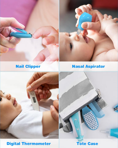 Baby Grooming Kit with Electric Nail Trimmer, 0-3 Years+, Blue