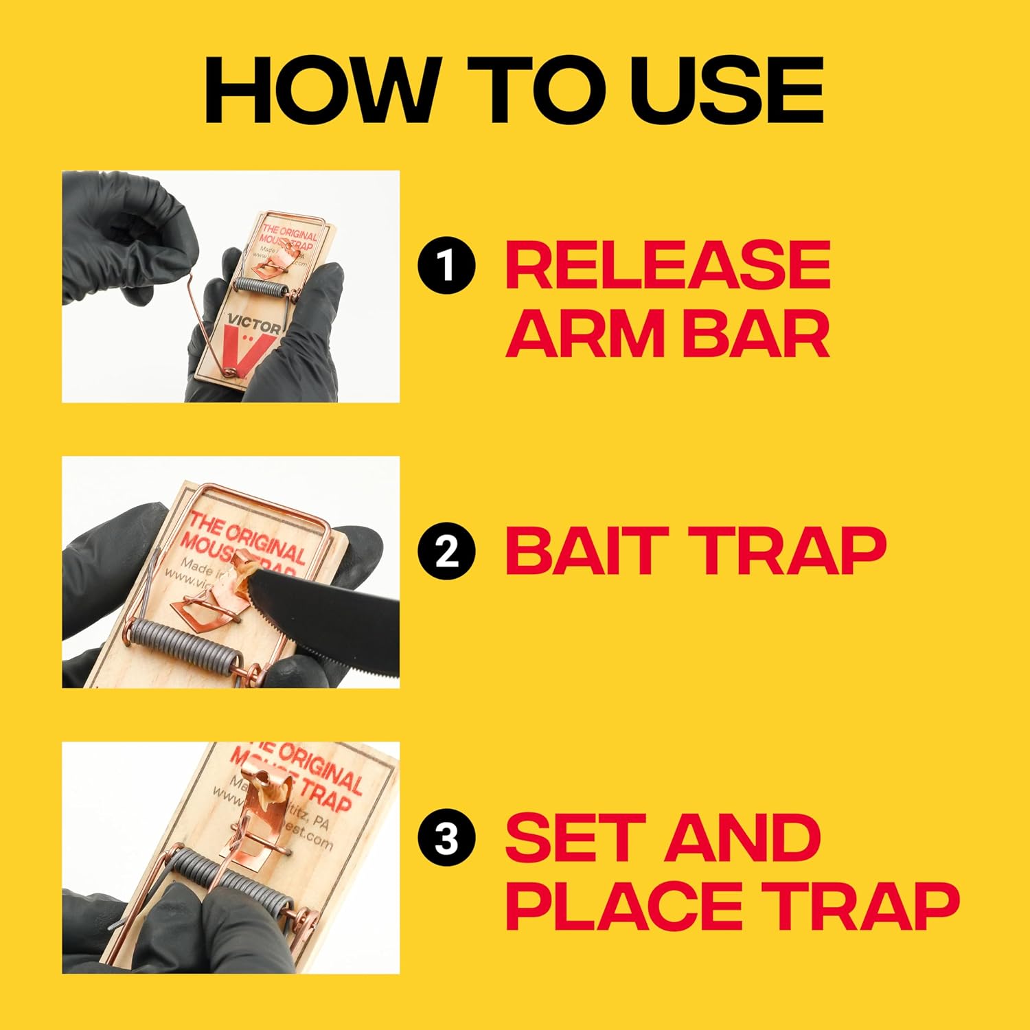 Victor Metal Pedal Mouse Traps, 12-Pack, Reusable Wooden Snap Traps
