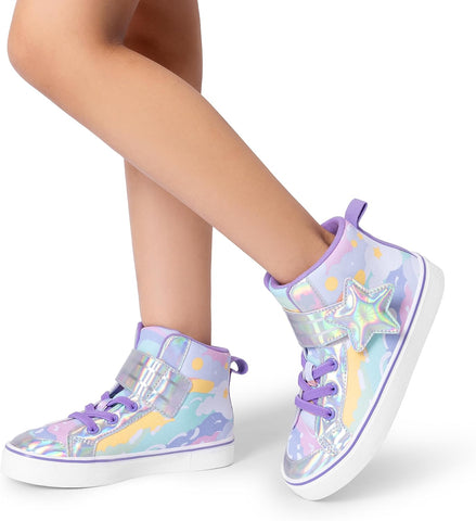 DREAM PAIRS Girls High Top Sneakers Star Casual Shoes