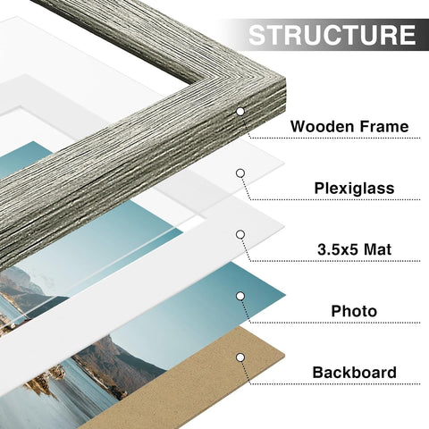 Vittanly 4x6 Picture Frames Set of 9 for Wall or Tabletop Display, Grey