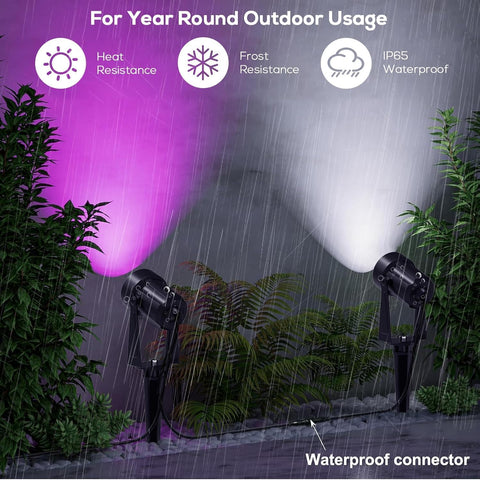 SUNTHIN Outdoor Landscape Lighting with Remote, RGBW Color Changing Spot Uplights, 8 Pack