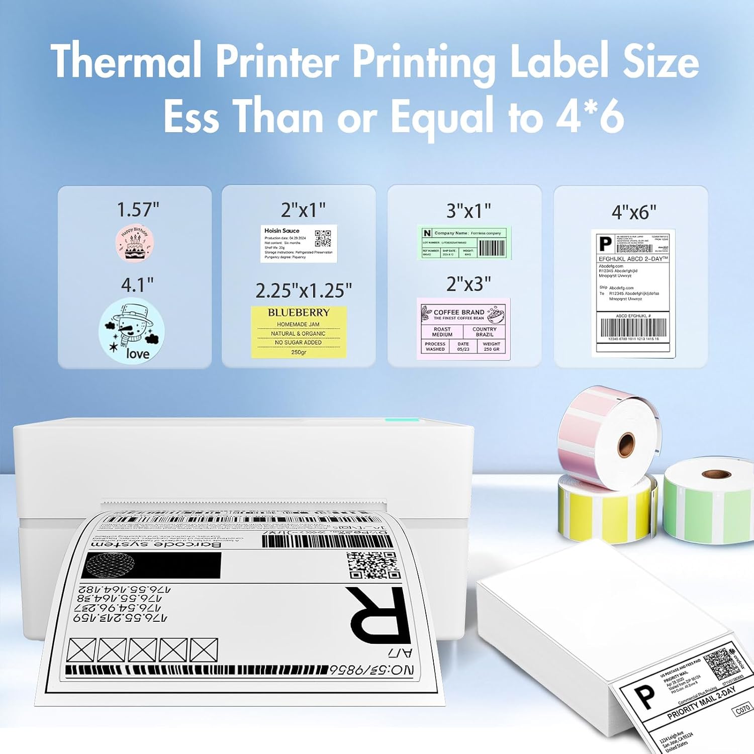 Thermal Shipping Label Printer 4x6 Bluetooth Label Maker for Small Business
