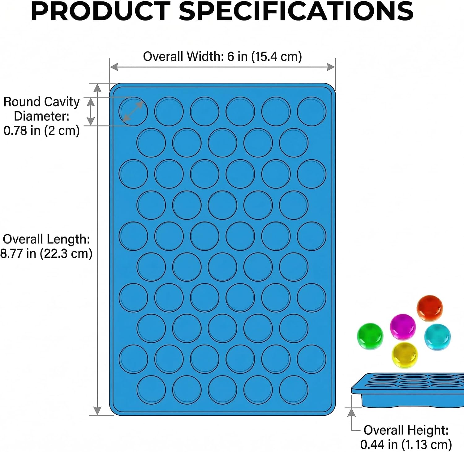 Round Gummy Candy Molds - 220 Cavity Silicone Candy Molds with 2pcs Dropper for Hard Candy, Gummy, Caramels, Chocolate, Ganache, Ice Cubes