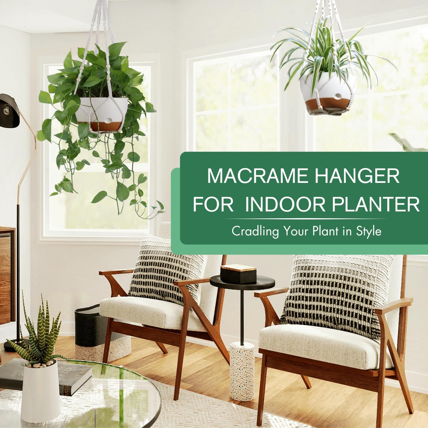 8 Inch Self Watering Hanging Plant Pot with Drainage Holes for Indoor