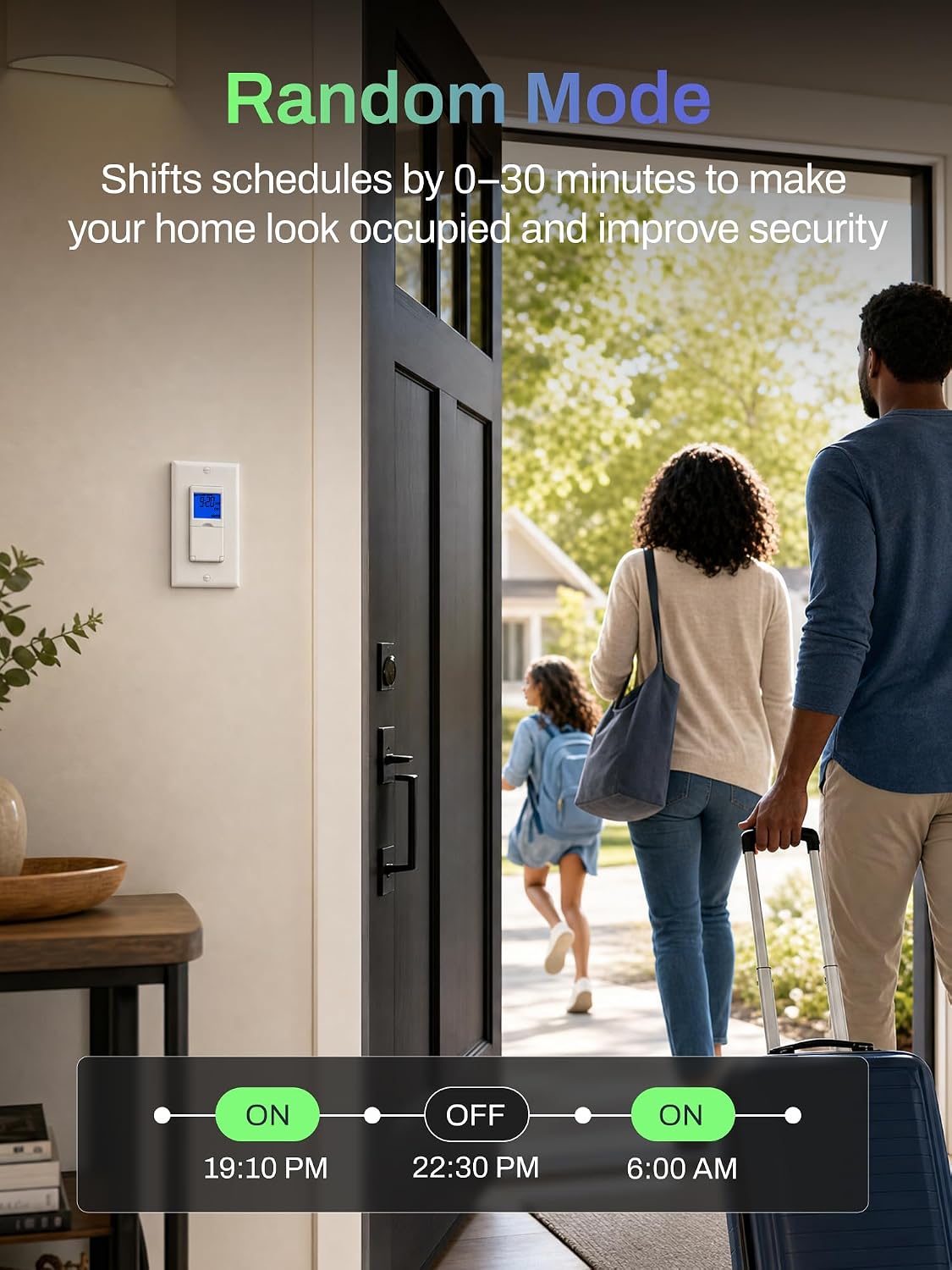 BN-LINK 7 Day Programmable in Wall Digital Timer Switch for Lights, Fans