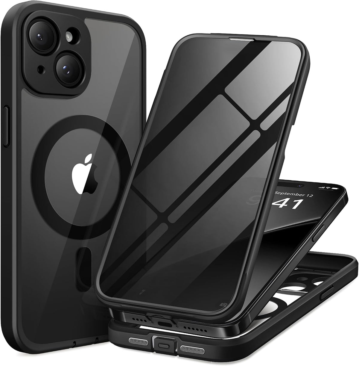 TIESZEN for iPhone 15 Plus Case, Compatible with MagSafe, Black