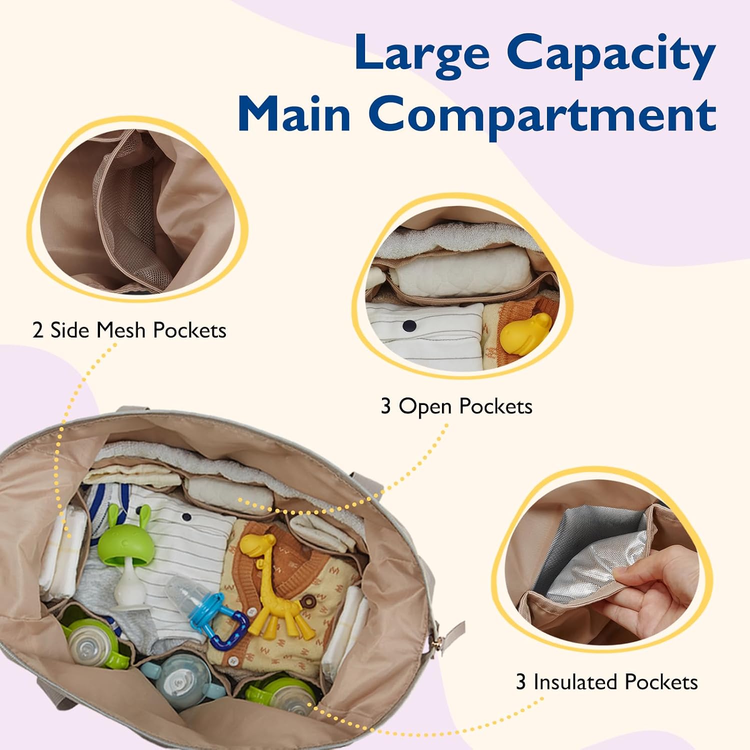 mommore Diaper Bag Tote Large Travel Baby Bag with Pacifier Case