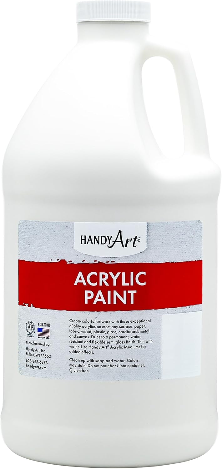 Handy Art Student Acrylic Paint, Titanium White, 64 oz Bottle, Semi-Gloss