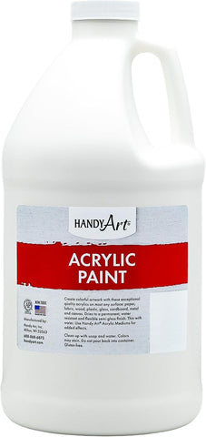 Handy Art Student Acrylic Paint, Titanium White, 64 oz Bottle, Semi-Gloss