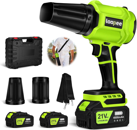 Leaf Blower Cordless,Battery Powered 800,000 RPM Electric Leaf Blower with 2 x 4.0Ah Battery and Charger Handheld Blowers for Lawn Care,Dust,Snow,Car Blowing Water with 2 Extended Nozzle,Orange