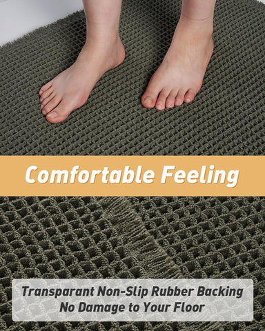 Upgraded Waffle Bath Mat Set of 2 Absorbent Bathroom Mat 17"x24" + 17"x48"