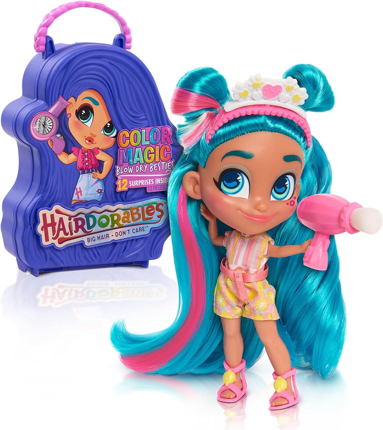 Hairdorables Collectible Doll Color Magic Blow Dry Besties Series 6, styles and case colors may vary, each sold separately, Kids Toys for Ages 3 Up by Just Play