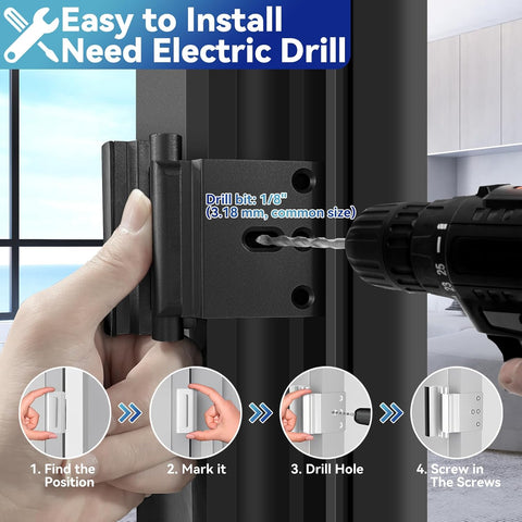 Door Reinforcement Lock, Home Security Door Lock, Child Proof, Black